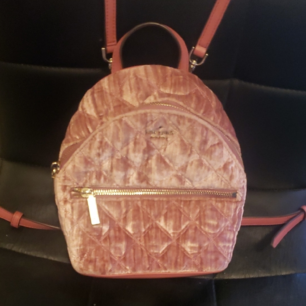 KATE SPADE Quilted Velvet Mini Backpack- PINK